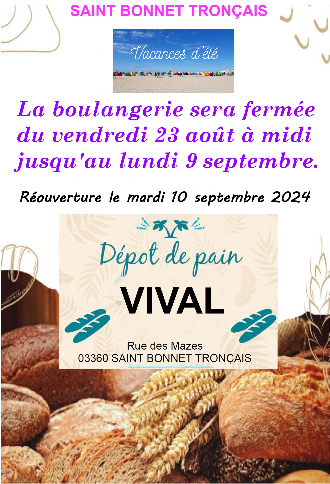 Le boulanger est en vacances