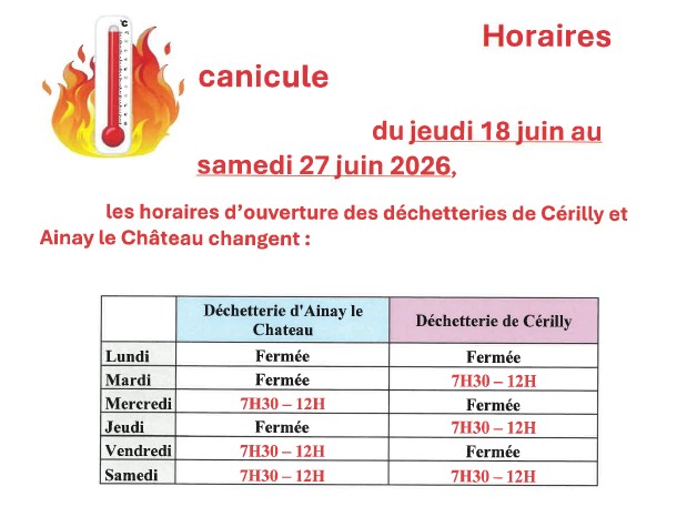 Horaire décheterie