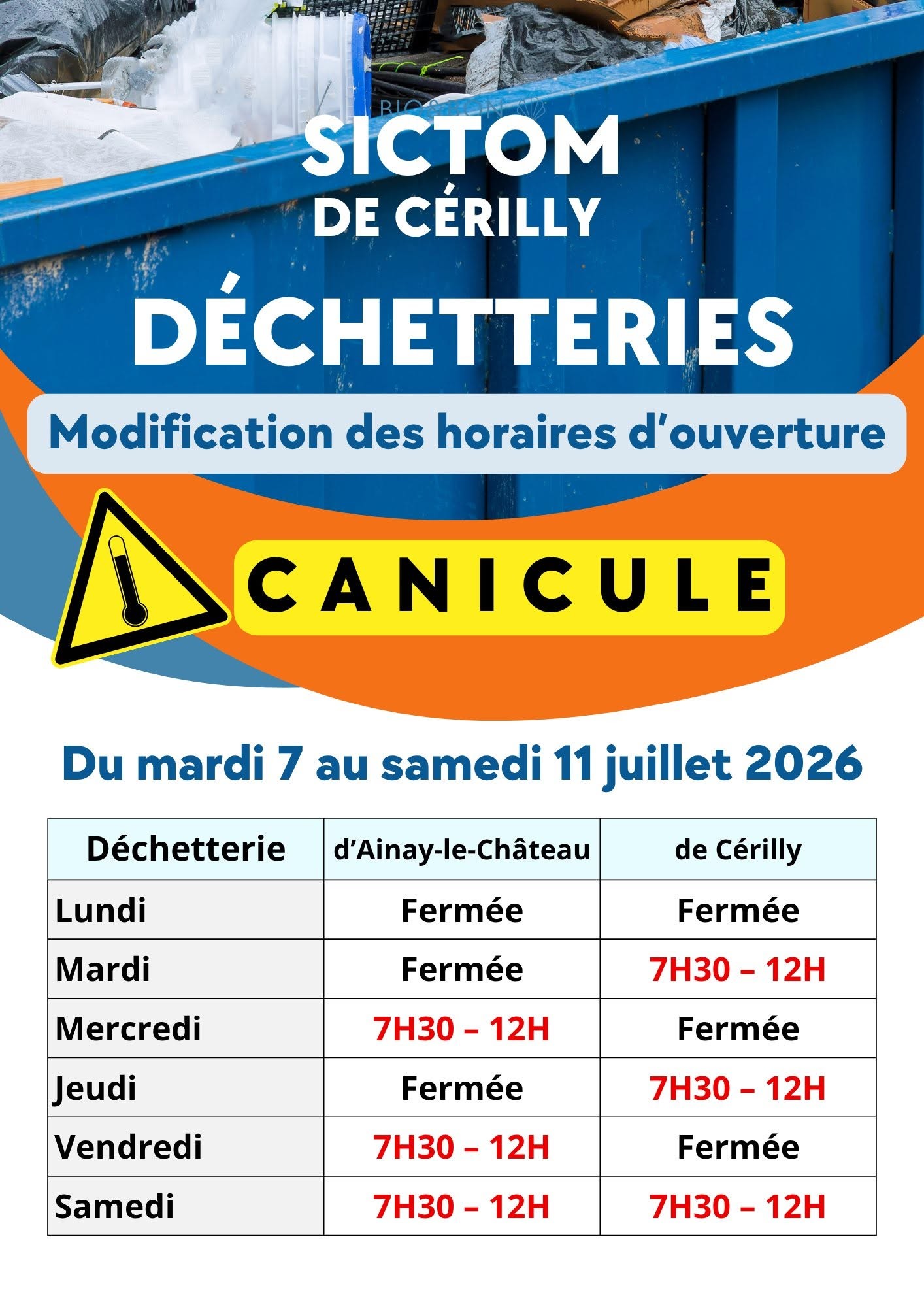 Décheterie : horaires